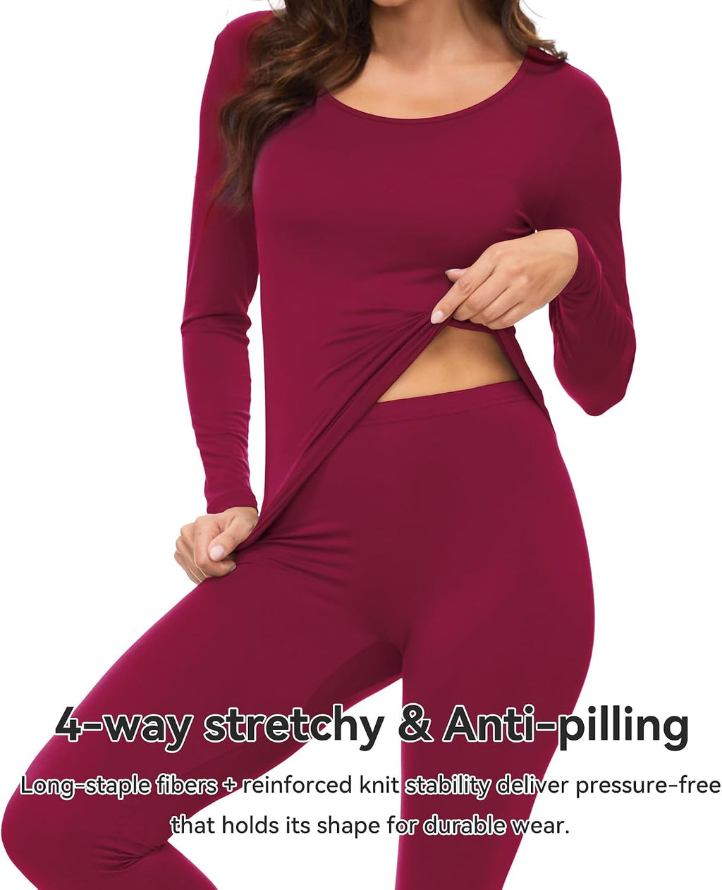 WiWi Soft Underwear for Women Thermal Long Johns Sets Super Warm Base Layer Top Pants Pajamas Set Viscose from Bamboo S-3X