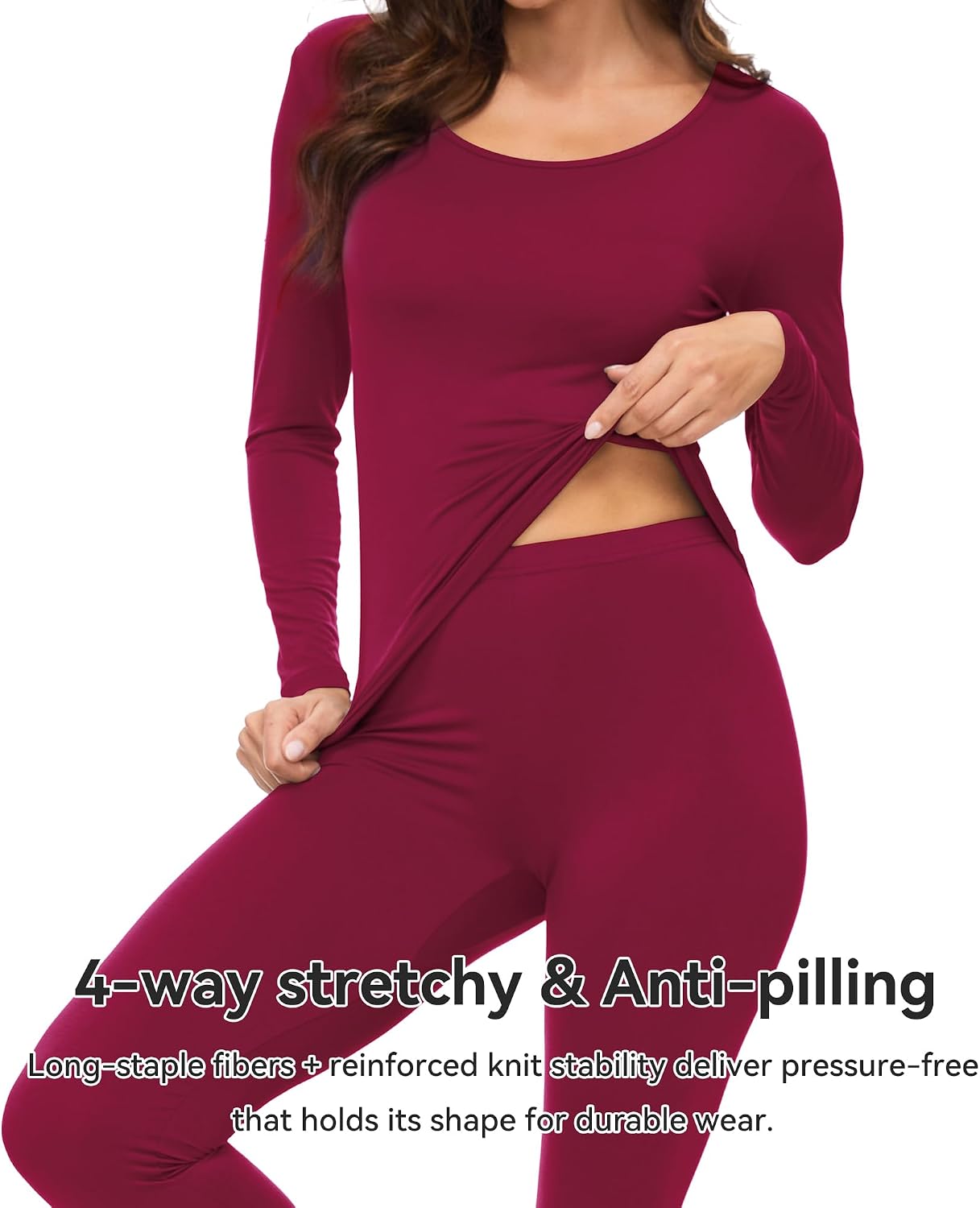 WiWi Soft Underwear for Women Thermal Long Johns Sets Super Warm Base Layer Top Pants Pajamas Set Viscose from Bamboo S-3X