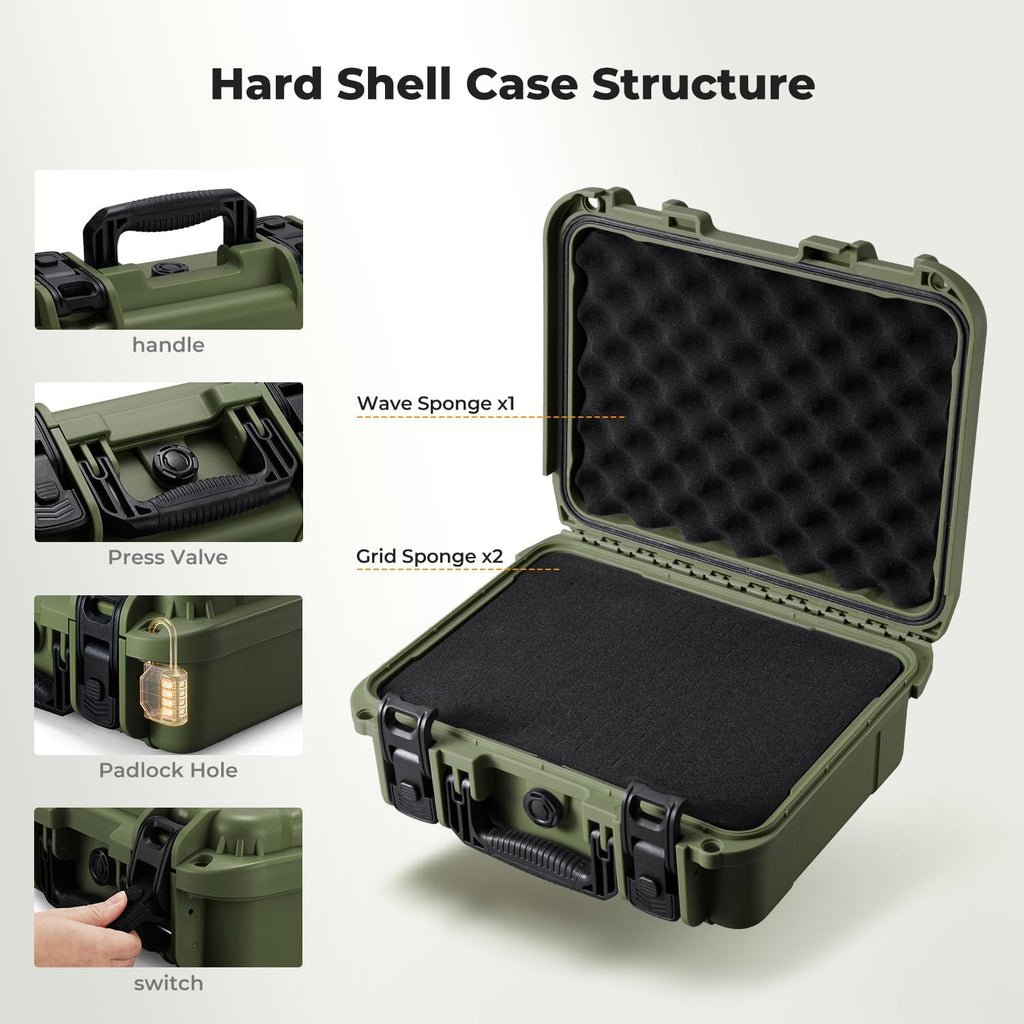 K&F CONCEPT Waterproof Hard Case, IP67 Protective Case with Pre-Scored Foam