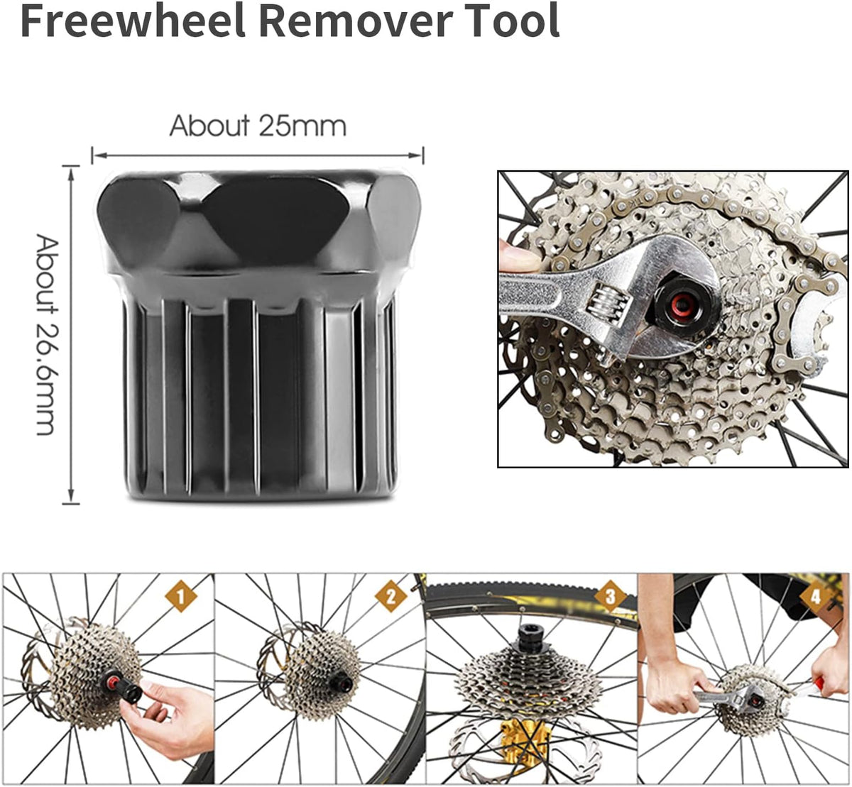 6 Pcs Bicycle Repair Tools Kit, Bike Cassette Removal Tool, Sprocket Removal Tools Sprocket Remover for Mountain Bike, Road Bike