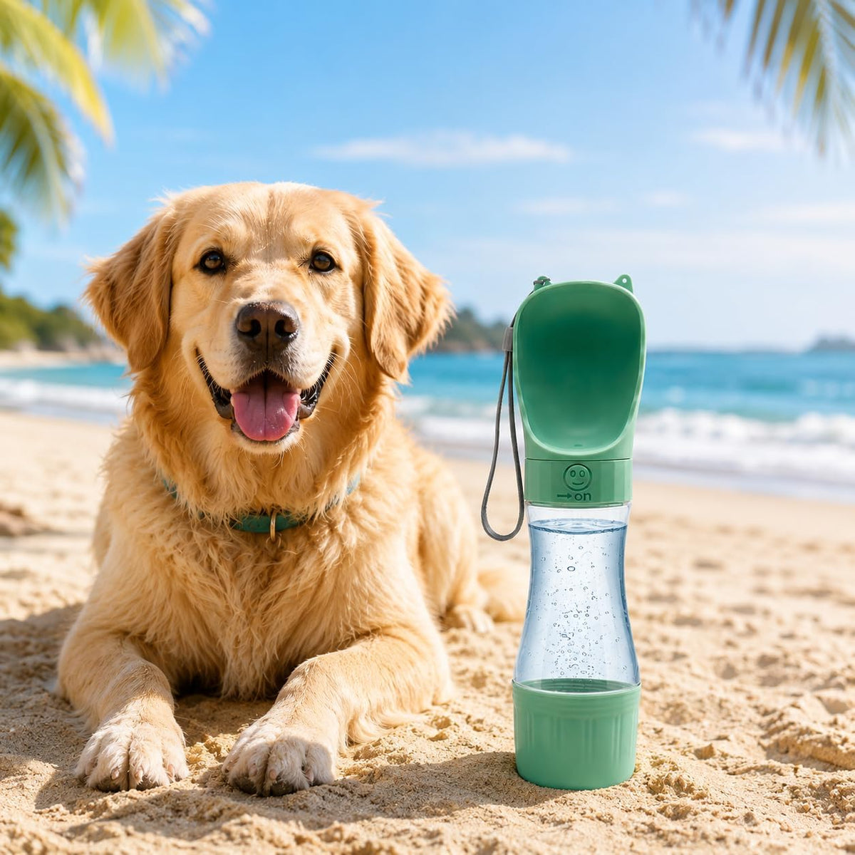 Portable Dog Water Bottle, Leak Proof Pet Water Dispenser for Walking, Travel, Hiking and Outdoor Use. Twist to Dispense Water. Twist Back to Lock in Spill proff.