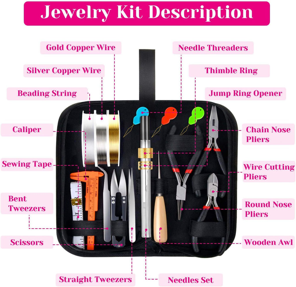shynek 1857 Pcs Jewelry Making Supplies Kit for Adults, Jewelry Making Tools with Earring Hooks, Findings, Wires, Chains and Helping Hands for Crafts Making and Repair