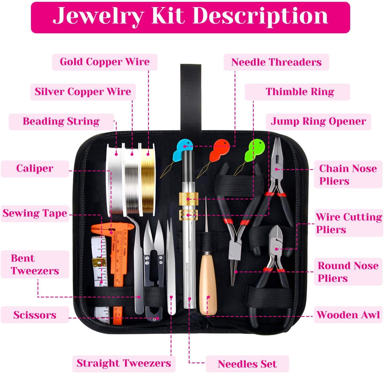 shynek 1857 Pcs Jewelry Making Supplies Kit for Adults, Jewelry Making Tools with Earring Hooks, Findings, Wires, Chains and Helping Hands for Crafts Making and Repair