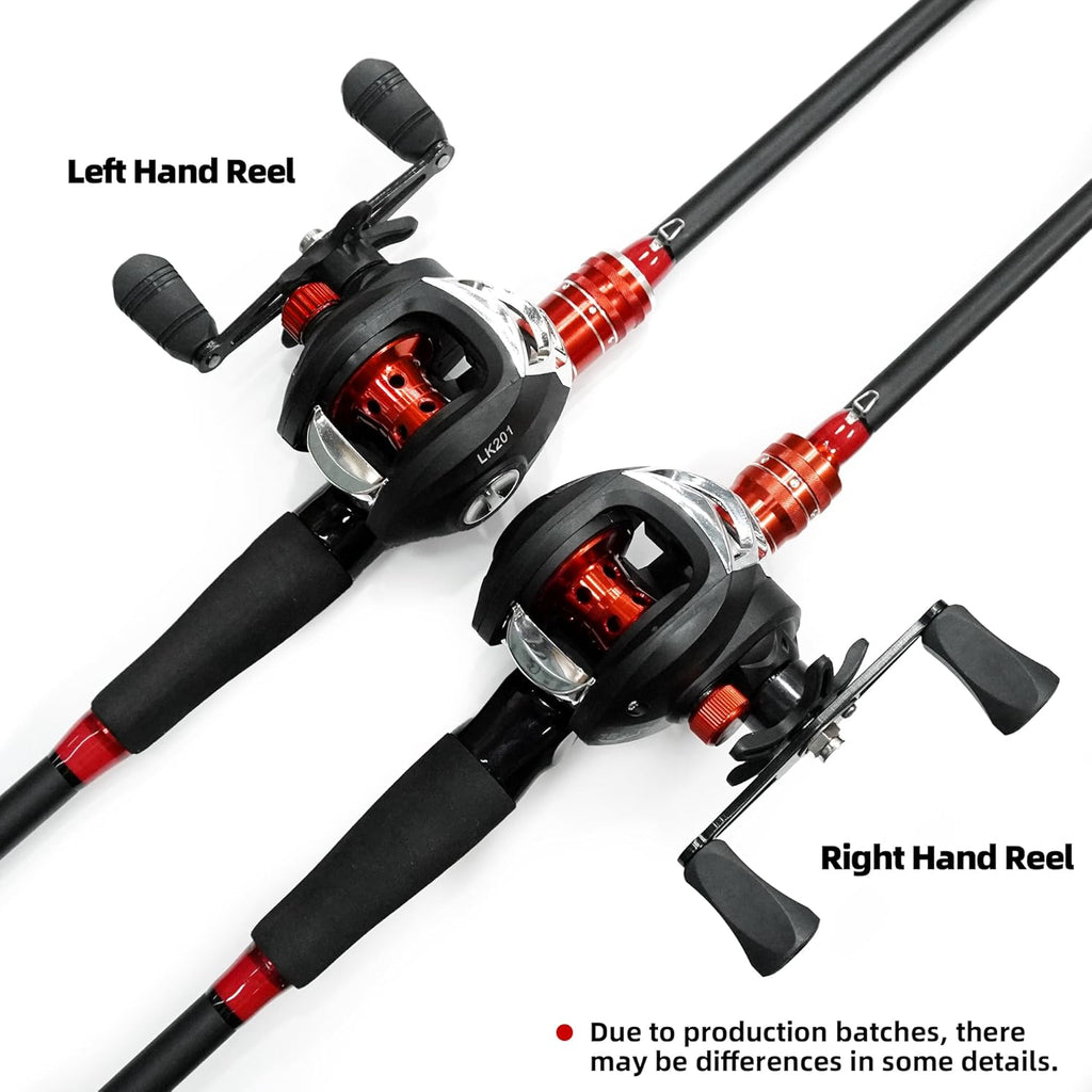 Kilitn Fishing Rod and Reel Combo, Baitcasting Combo Baitcast Reel, 6 Foot 7 Foot 2-Piece, Durable Fiberglass Wrapped Carbon Fiber Rod with Comfortable EVA Handle