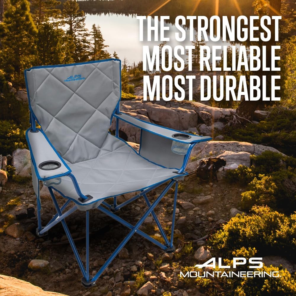 ALPS Mountaineering King Kong Camping Chairs for Adults with Mesh Cup Holders and Pockets, Built Durable and Reliable with Compact Foldable Steel Frame