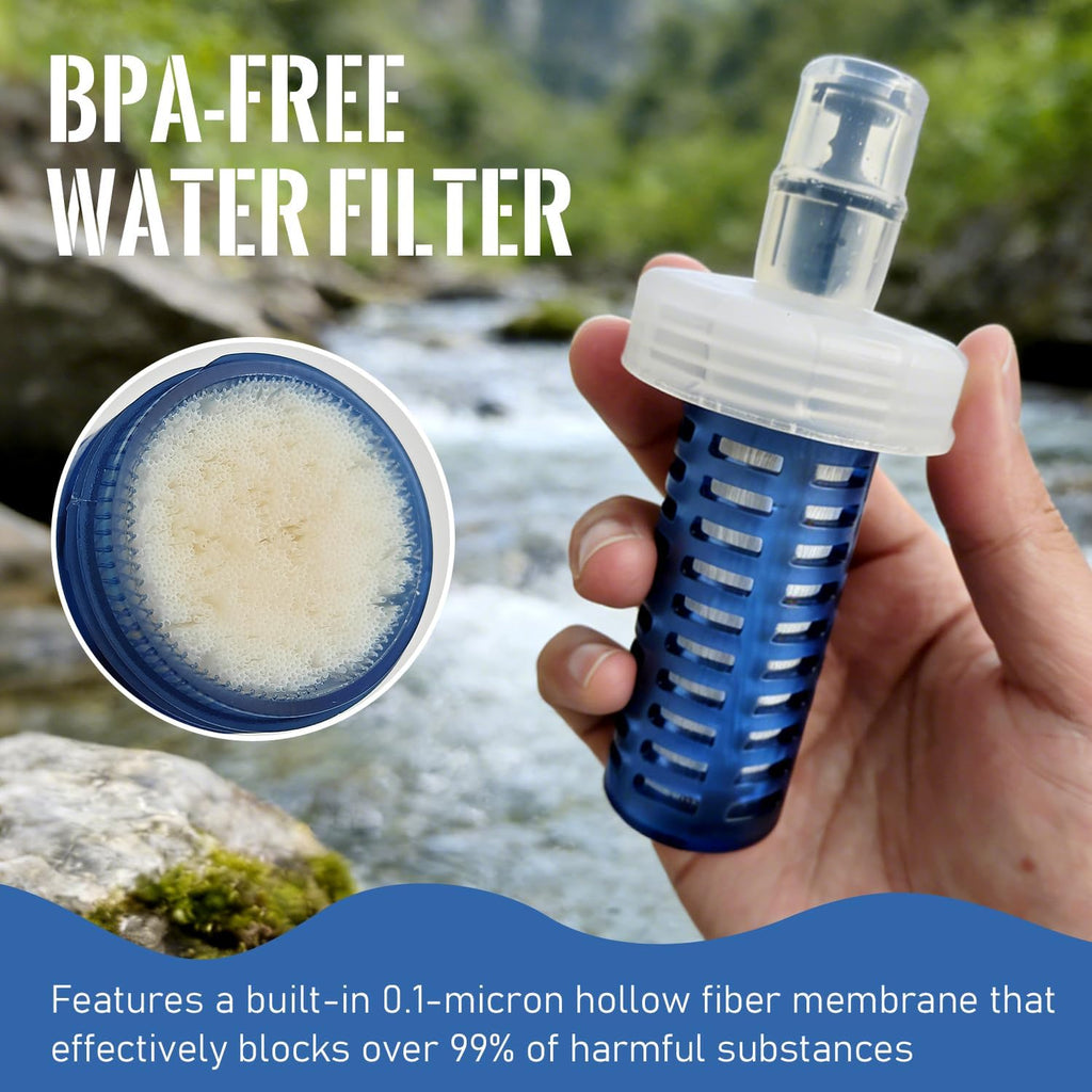 Collapsible Water Bottle with Filter for Travel Hiking Camping 1L