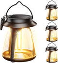 BUCASA Outdoor Hanging Solar Lanterns, IP65, 2 Brightness Modes, 4 Pack