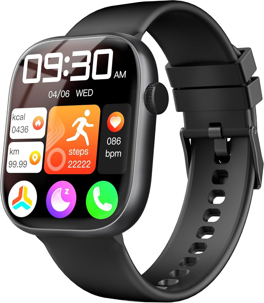Smart Watch for Women Men, Fitness and Sleep Trackers with 1.83" HD Touchscreen, Bluetooth Calling Smartwatch for Android/iOS, IP67 Waterproof Multi-Sport Modes Pedometer, Jet Black