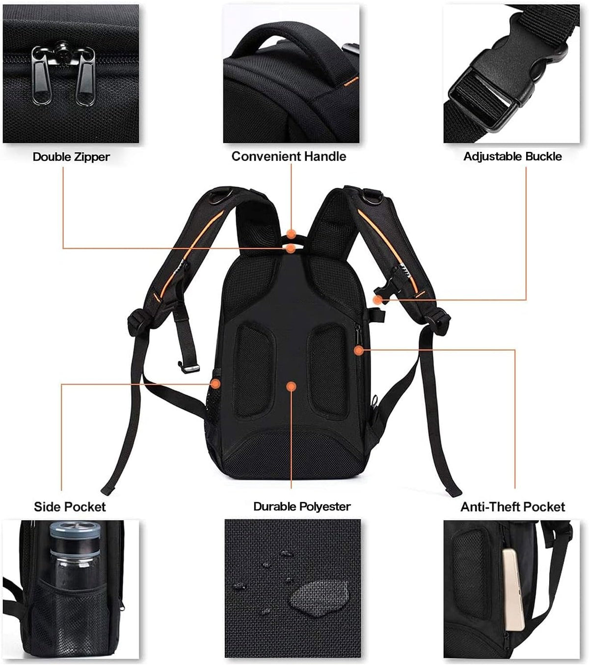 MOSISO Camera Backpack,Photography Backpack Padded Camera Bag, Black