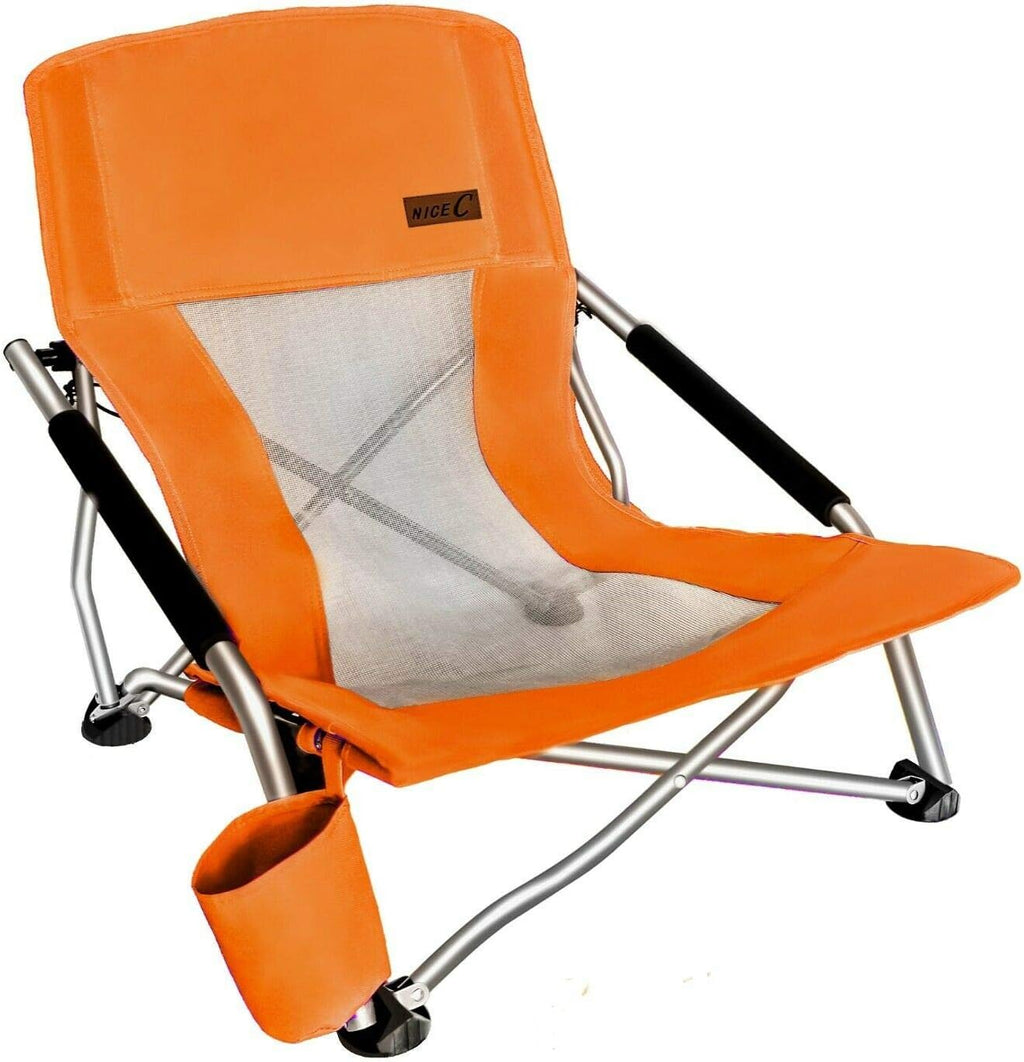 Nice C Low Beach Camping Folding Chair, River Sand Lake Chair (1P, Orange)