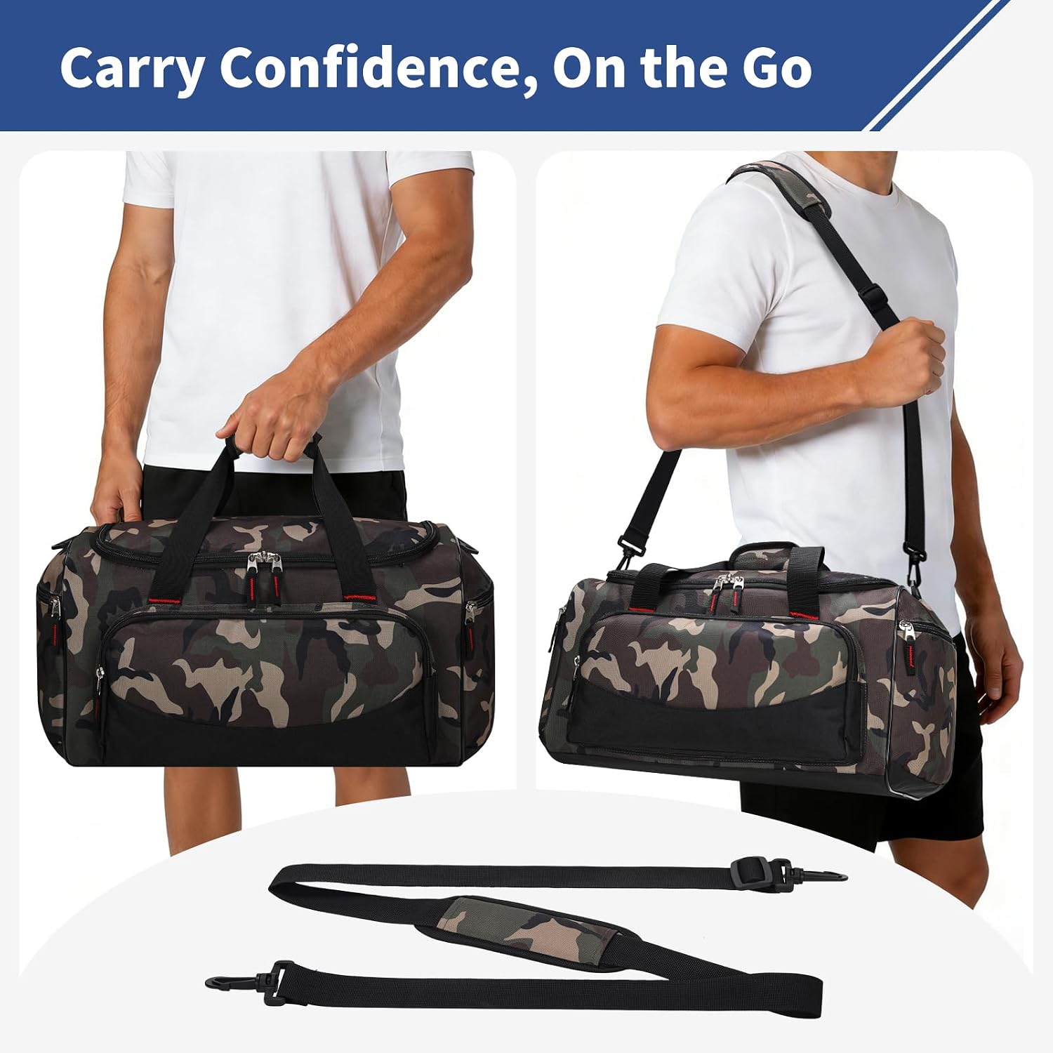 30L Gym Sport Duffle Bag, 17 inch, Camo