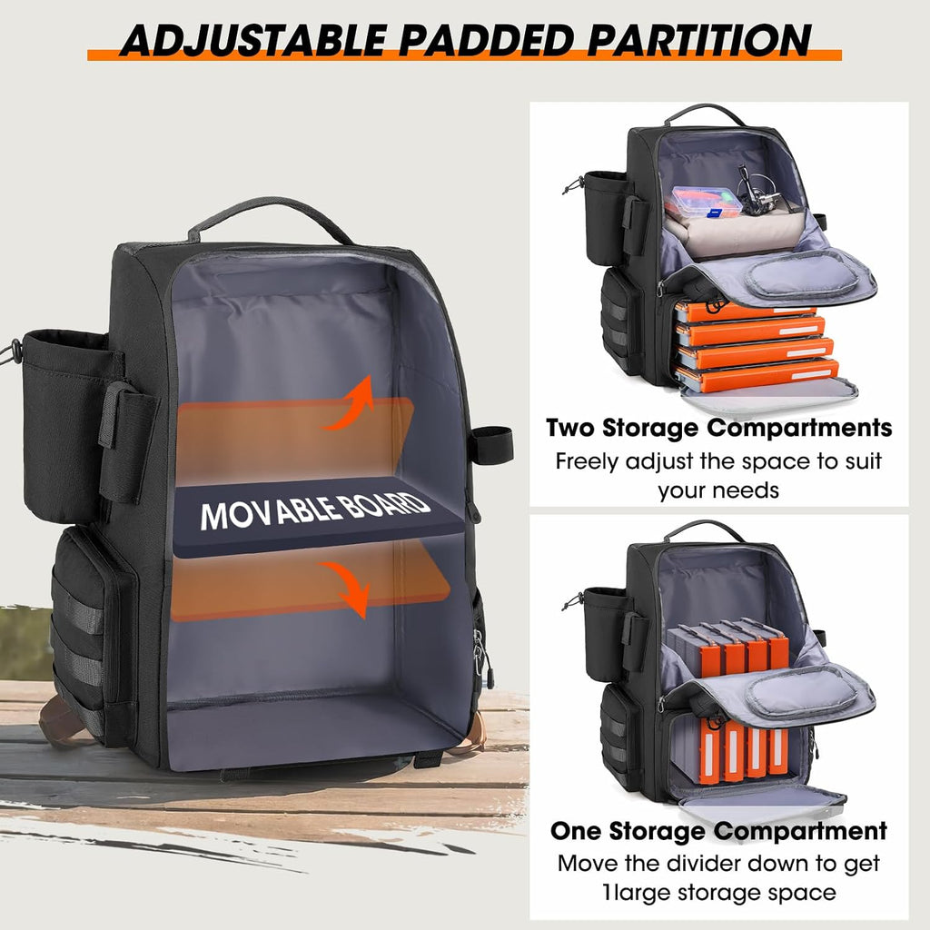 RAINSMORE Fishing Backpack 40L Tackle Backpack with Rod Holders & Cooler
