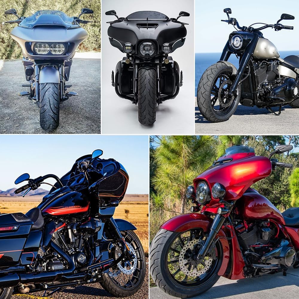 DREAMIZER Sportster Mirrors Compatible with Harley Road King Street Electra Glide Dyna Softail Road Glide Motorcycle Rearview 1982-2026 (Black Irregular)