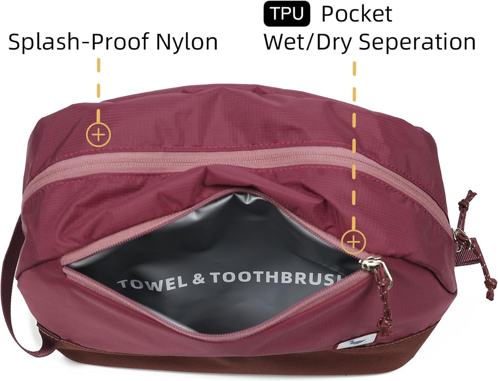 Travel Toiletry Bag For Women, 8L Large Packing Cube with Waterproof TPU Wet/Dry Compartment