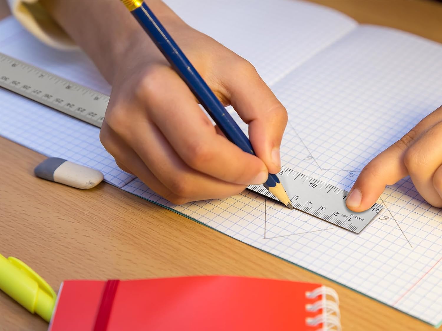 12 Inch Metal Ruler with Cork Backing, Imperial & Metric 10 Pack