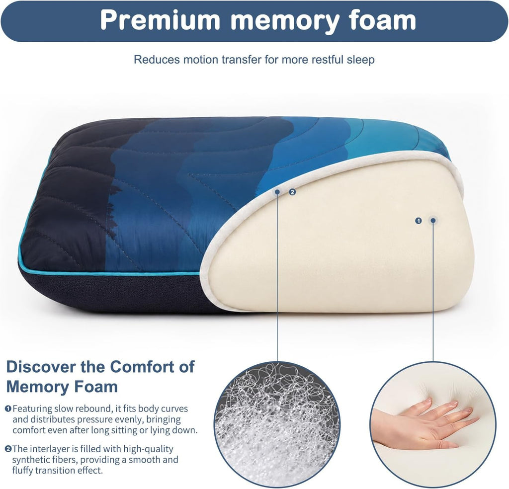 Camping Pillow Memory Foam Travel Pillow Packable Backpacking