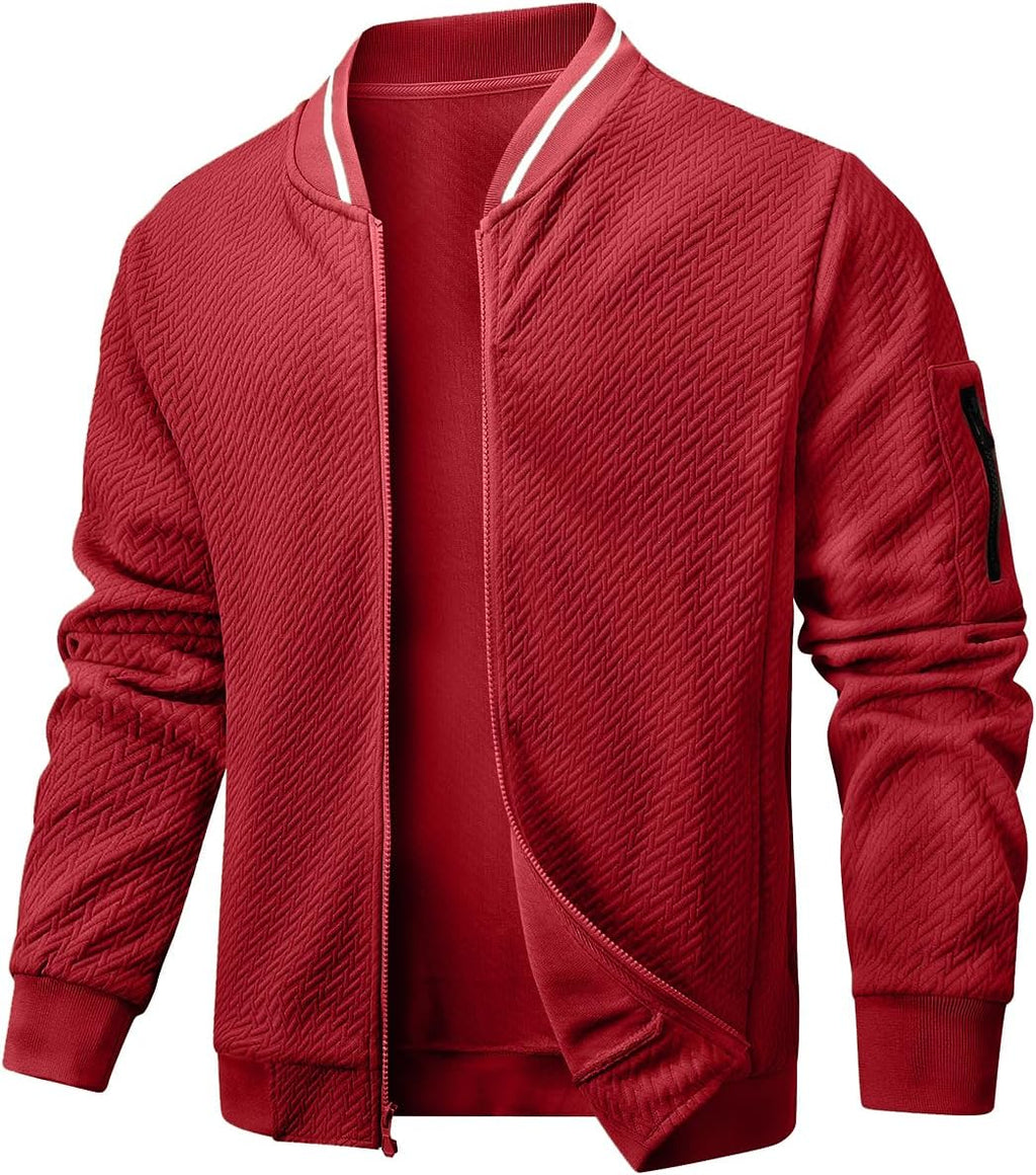 Wizoat Mens Casual Jacket Loose Fit Lightweight Jacket Varsity Bomber Jacket with Zipper