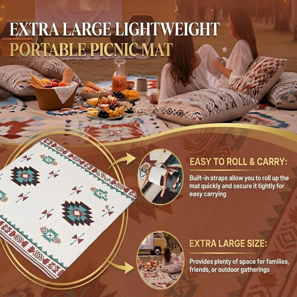 White Picnic Blanket, Extra Large Soft Cotton Gauze Picnic Rug 71"x71", Lightweight Breathable Blanket, Machine Washable for Beach, Camping, Park, Couples (Purr Petals)