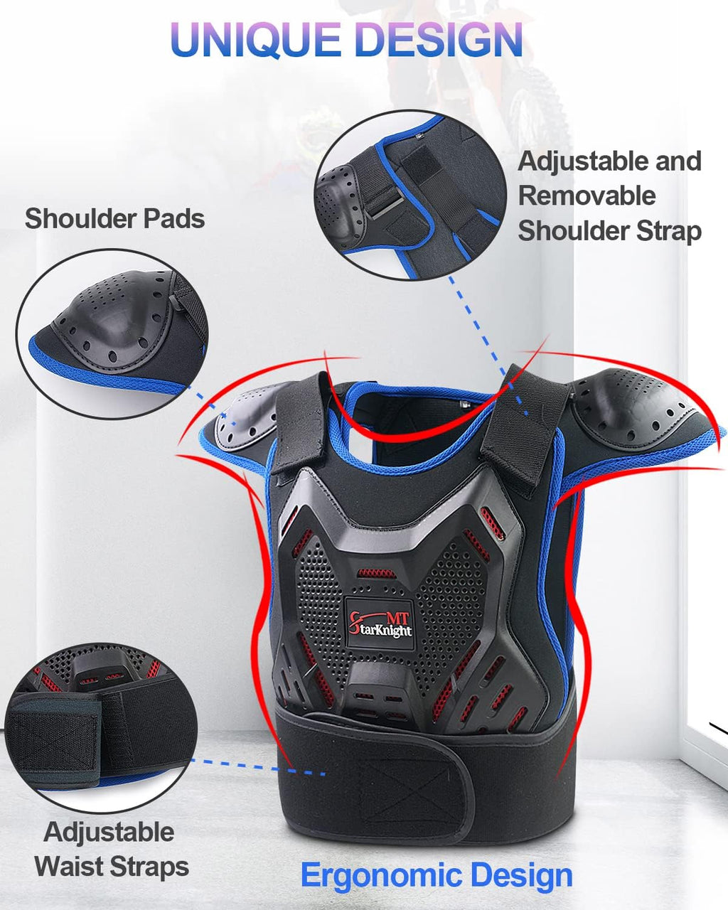 StarknightMT 5-12 Kids Dirt Bike Gear Youth Motocross Chest Protector Suit