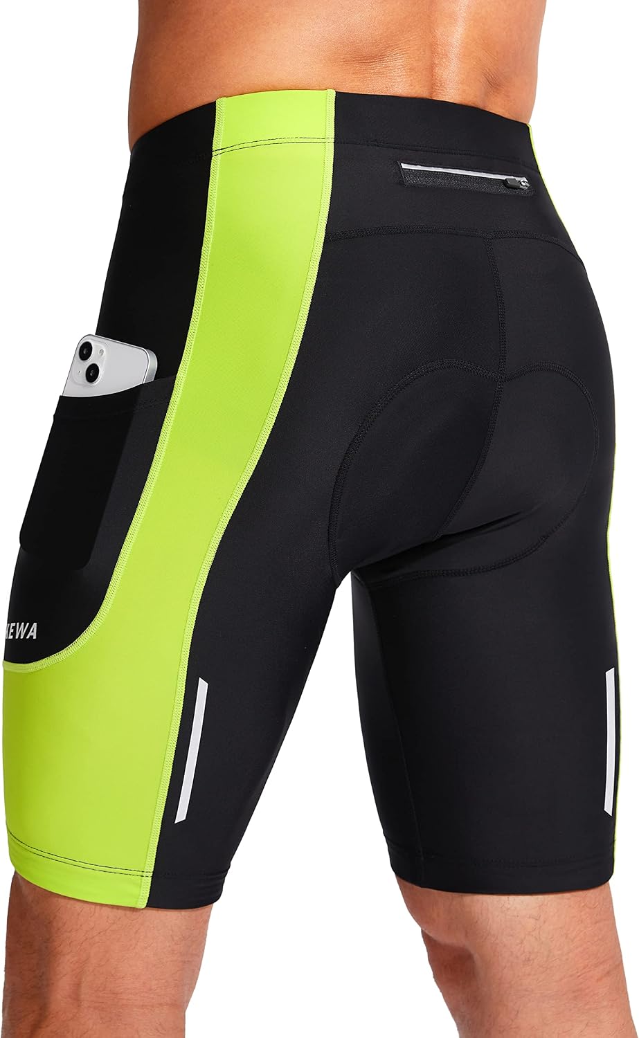 Bikewa Men's Bike Shorts 3D Padded Cycling Road Biking Mountain Riding Biker Bicycle UPF 50+ Cycle Shorts Zipper Pockets