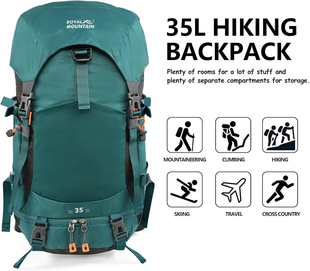 Hiking Backpack for Women Men,30+5L Waterproof Camping Backpacking Backpack