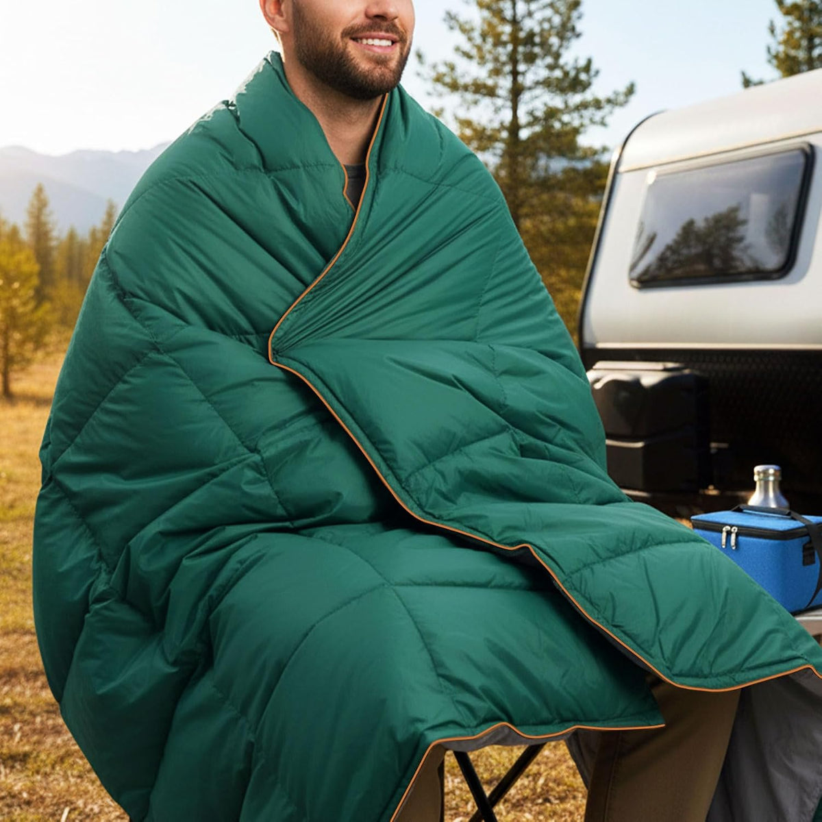 Down Camping Blanket, Lightweight Packable Outdoor Blanket, Warm