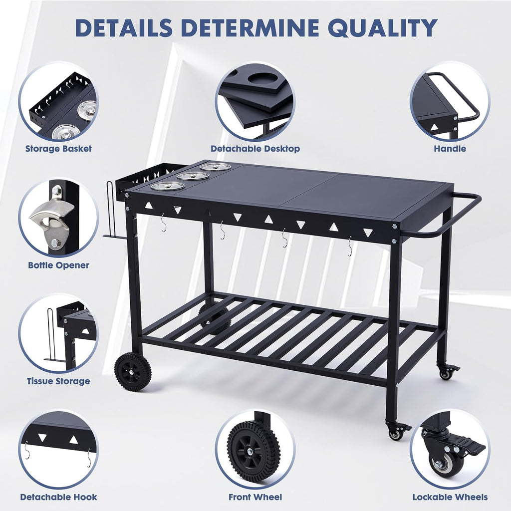 Outdoor Grill Cart Grill Table with Wheels