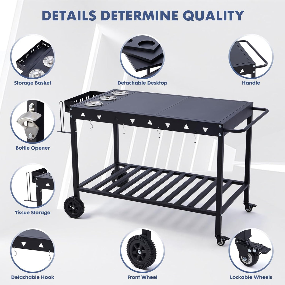 Outdoor Grill Cart Grill Table with Wheels