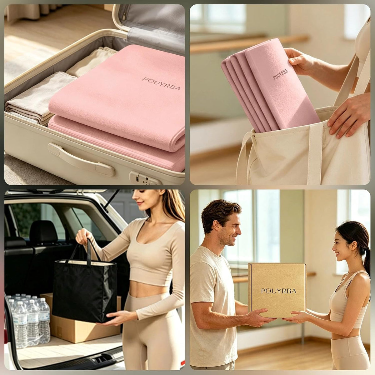 Foldable Yoga Mat for Travel, 6mm Thick TPE Non-Slip Pilates Exercise Mat, Portable Folding Yoga Mat 72"x24"x0.24" with Carry Bag, Compact Travel Yoga Mat for Home Workout Gym Stretching & Outdoor