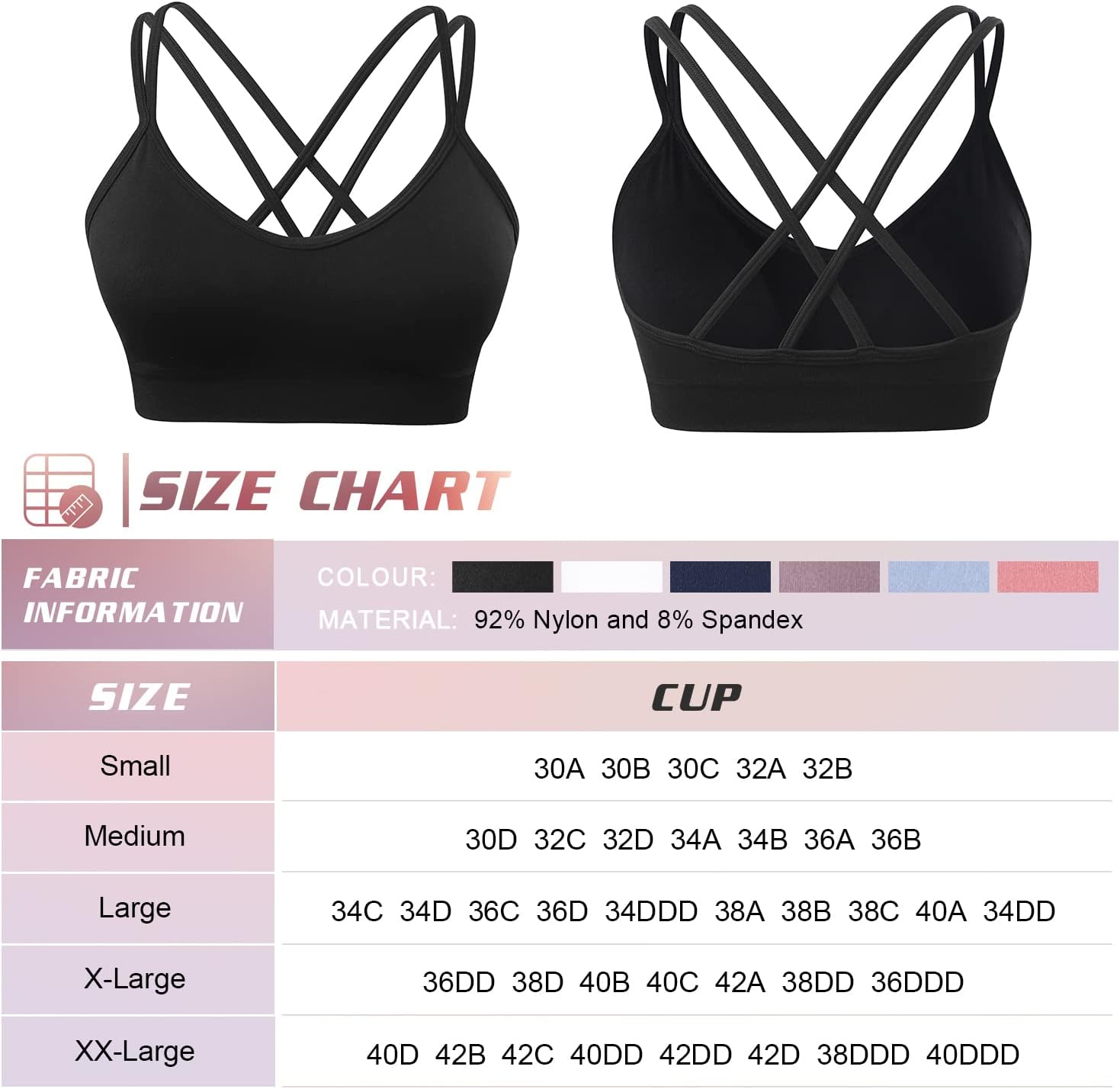 VEQKING Strappy Cross Back Women Sports Bras with Removable Cups