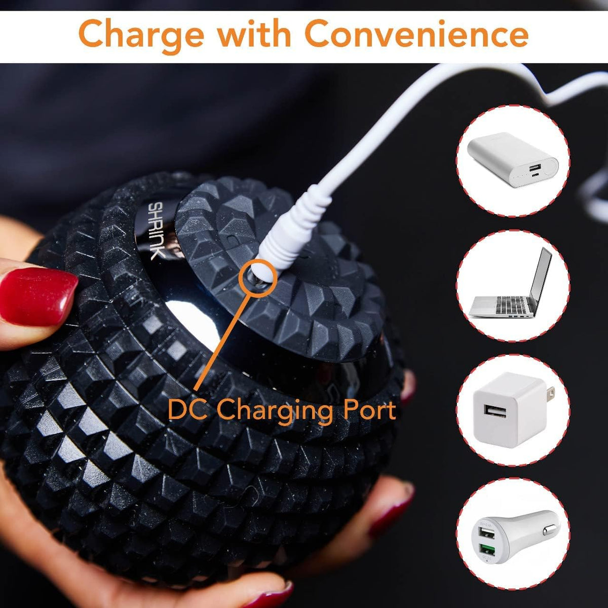 shrink Vibrating Massage Ball with 4-Speeds - Deep Tissue Trigger Point Massage Ball for Relieving Muscle Pain and Tension - Myofascial and Hip Flexor Release Tool for Physical Therapy