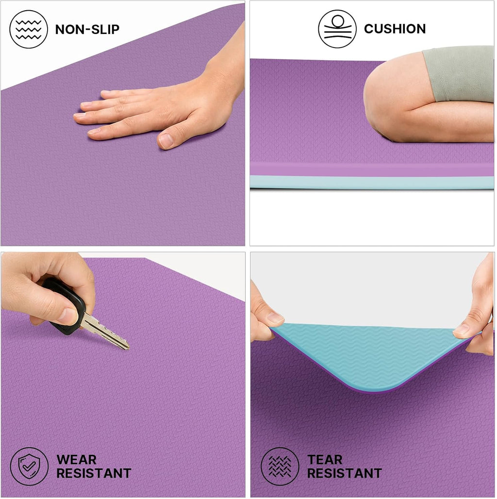 Yoga Mat TPE 72"x31.5"x0.31" Thick Non Slip Exercise Mat