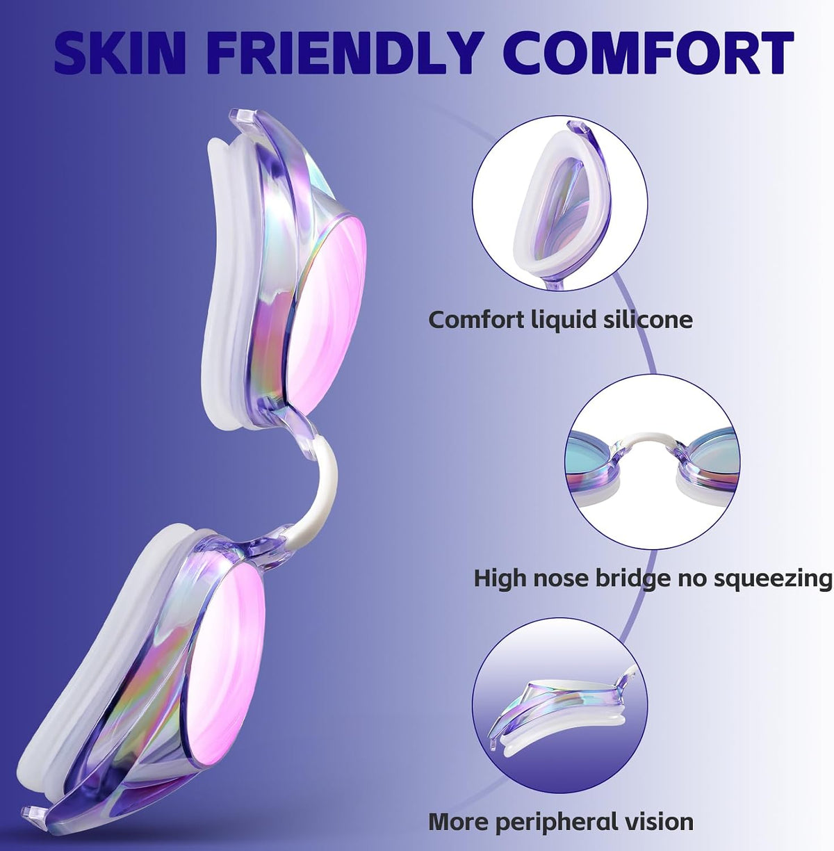 Racing Swim Goggles for Adult Men Women with Bungee Strap No Leaking