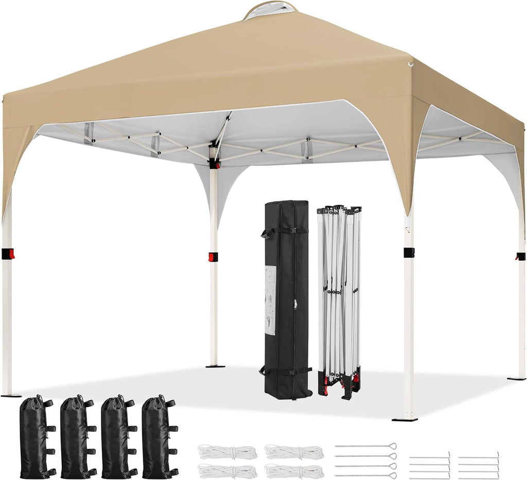 Yaheetech 10x10 Pop Up Canopy Tent for Outdoor Events, Khaki