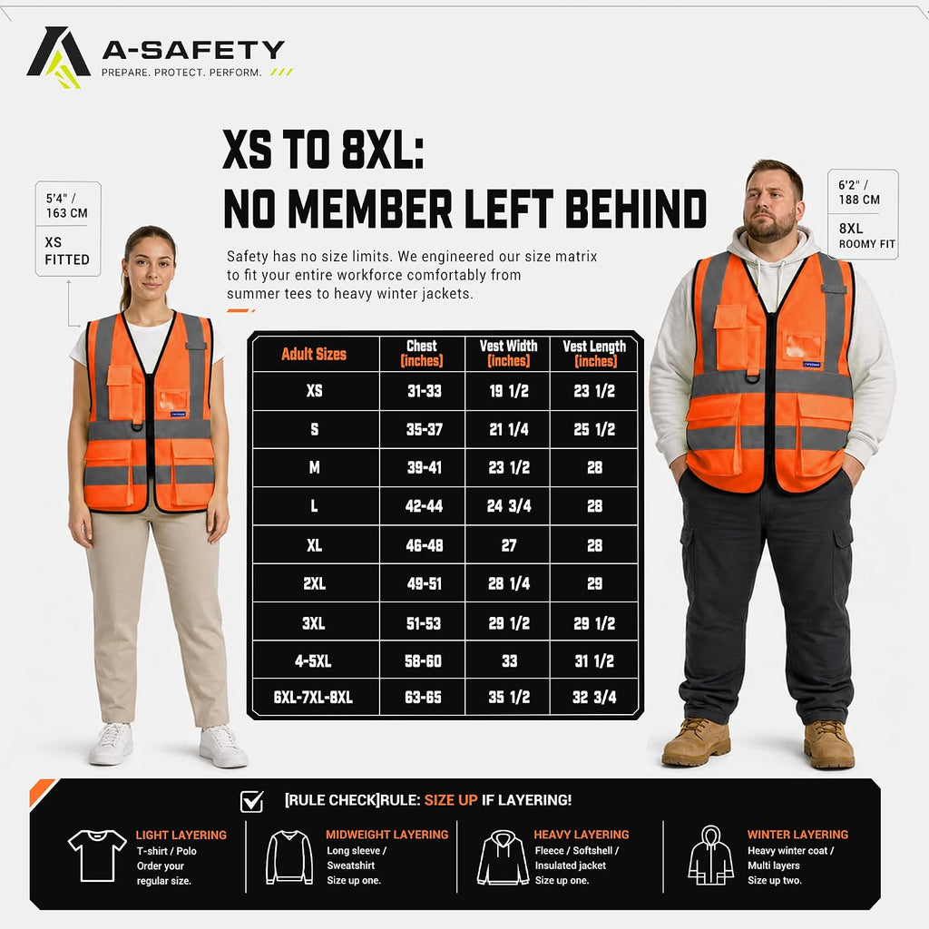 A-SAFETY High Visibility Reflective Safety Vest Customize Logo (XS-8XL)