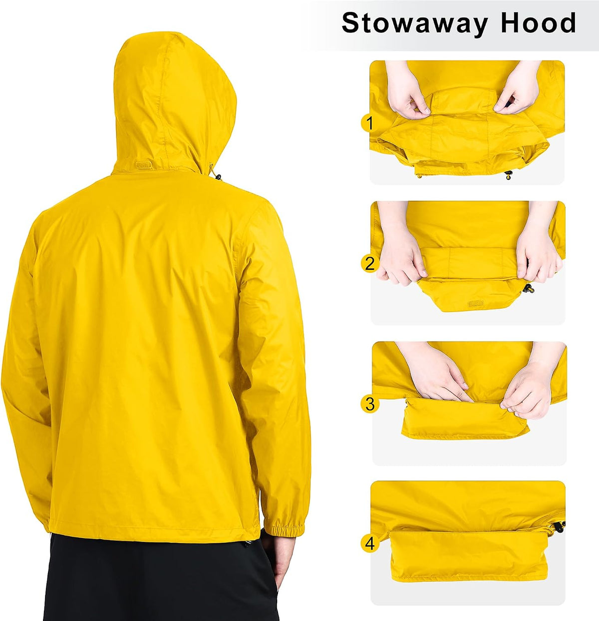 Outdoor Ventures Men's Rain Jacket Waterproof Lightweight Packable Raincoat