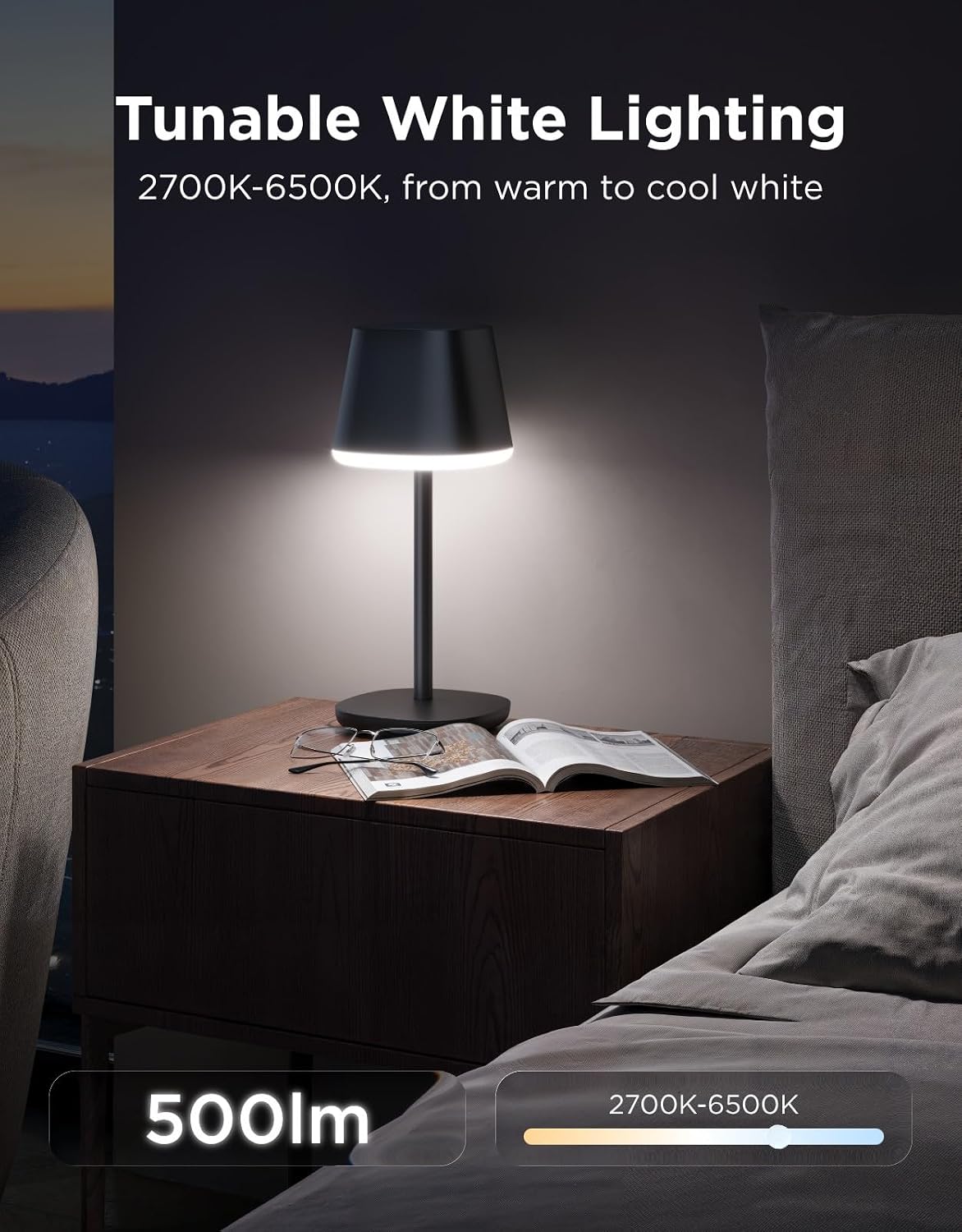 Govee Smart Cordless Table Lamp Classic (No Adapter), RGBIC Desk Lamp