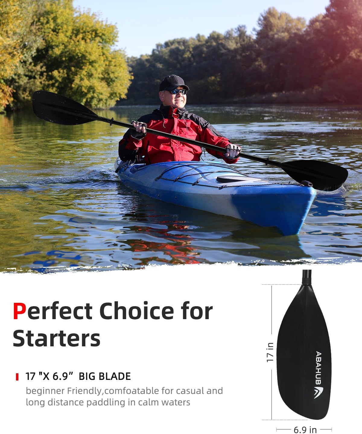 Abahub 210-230cm/230-250cm Adjustable Kayak Paddle for Kayak,Boating