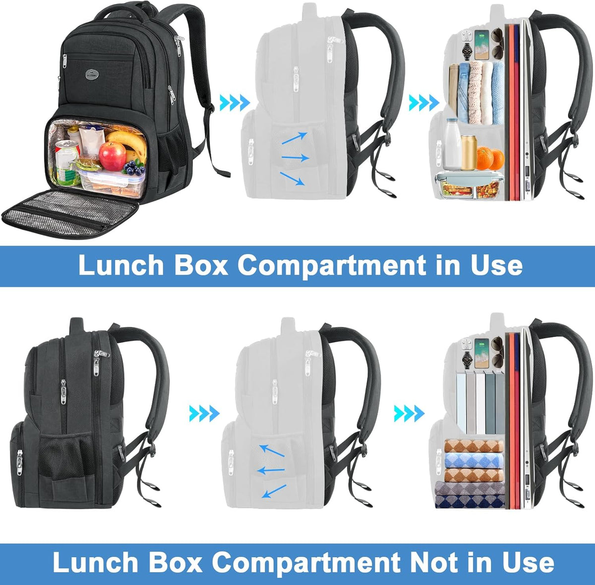 MATEIN Lunch Backpack for Men, 17 Inch Work Backpack with Lunch Compartment