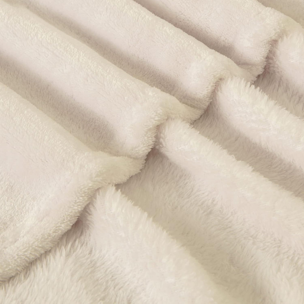 BEDELITE Fleece Blanket Soft Plush Throw for Couch Beige 50"x60"