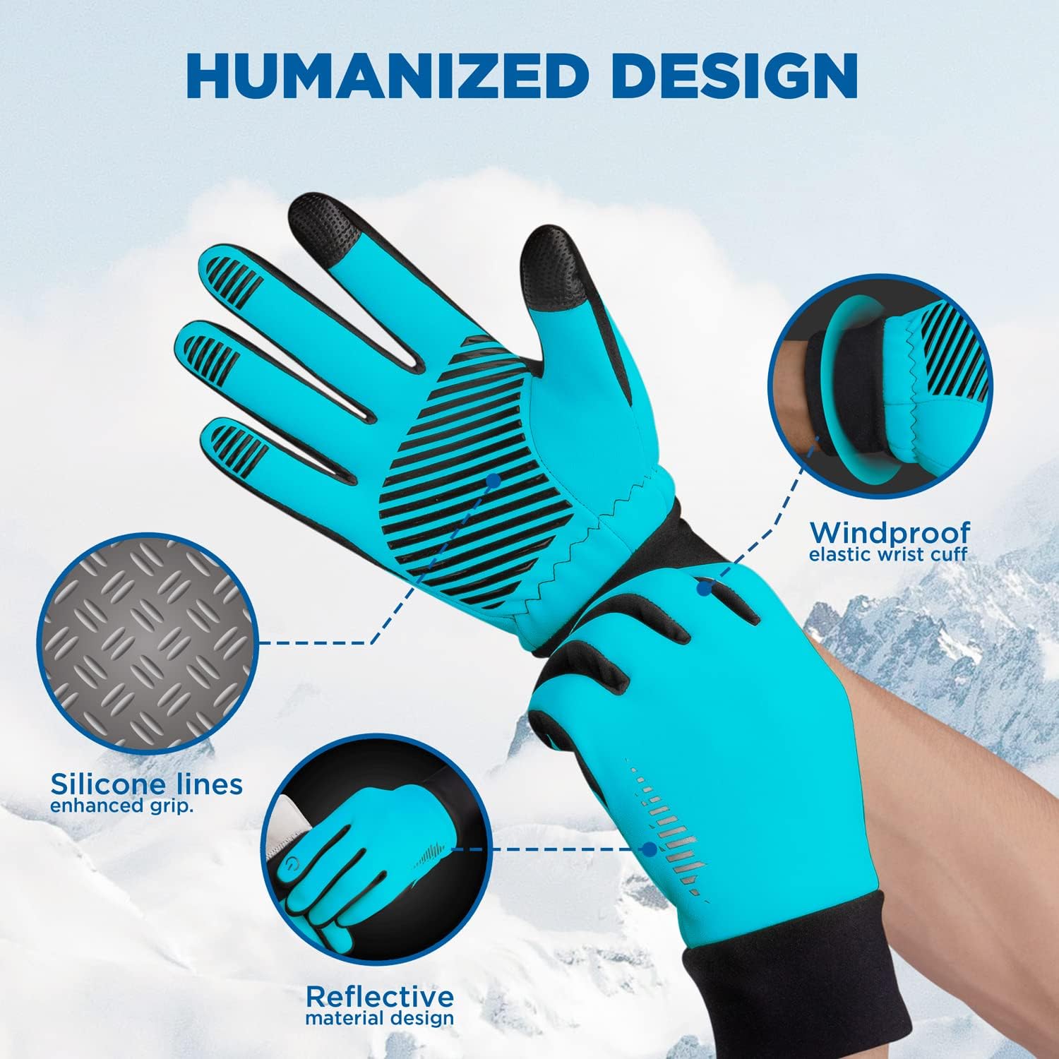 SIMARI Winter Gloves for Women Men - Cold Weather Thermal Touch Screen Ski Snow Glove Liners, Non-Slip Palm & Warm Fleece Lined, for Running Cycling Driving Hiking Walking Sports Outdoor Texting Work