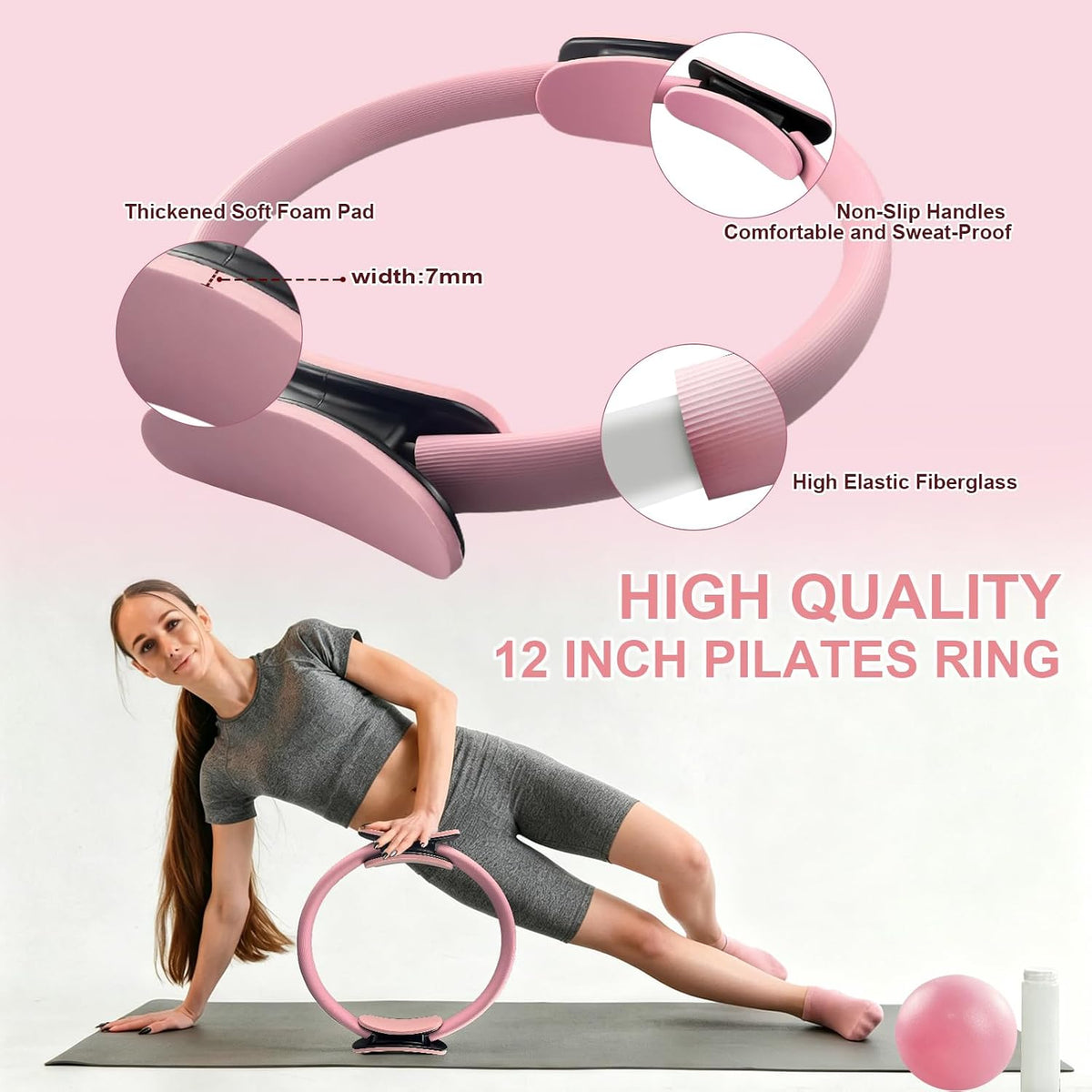 KANGFITER Pilates Kit with Ankle Weight, Pilates Ring Ball, Resistance Band
