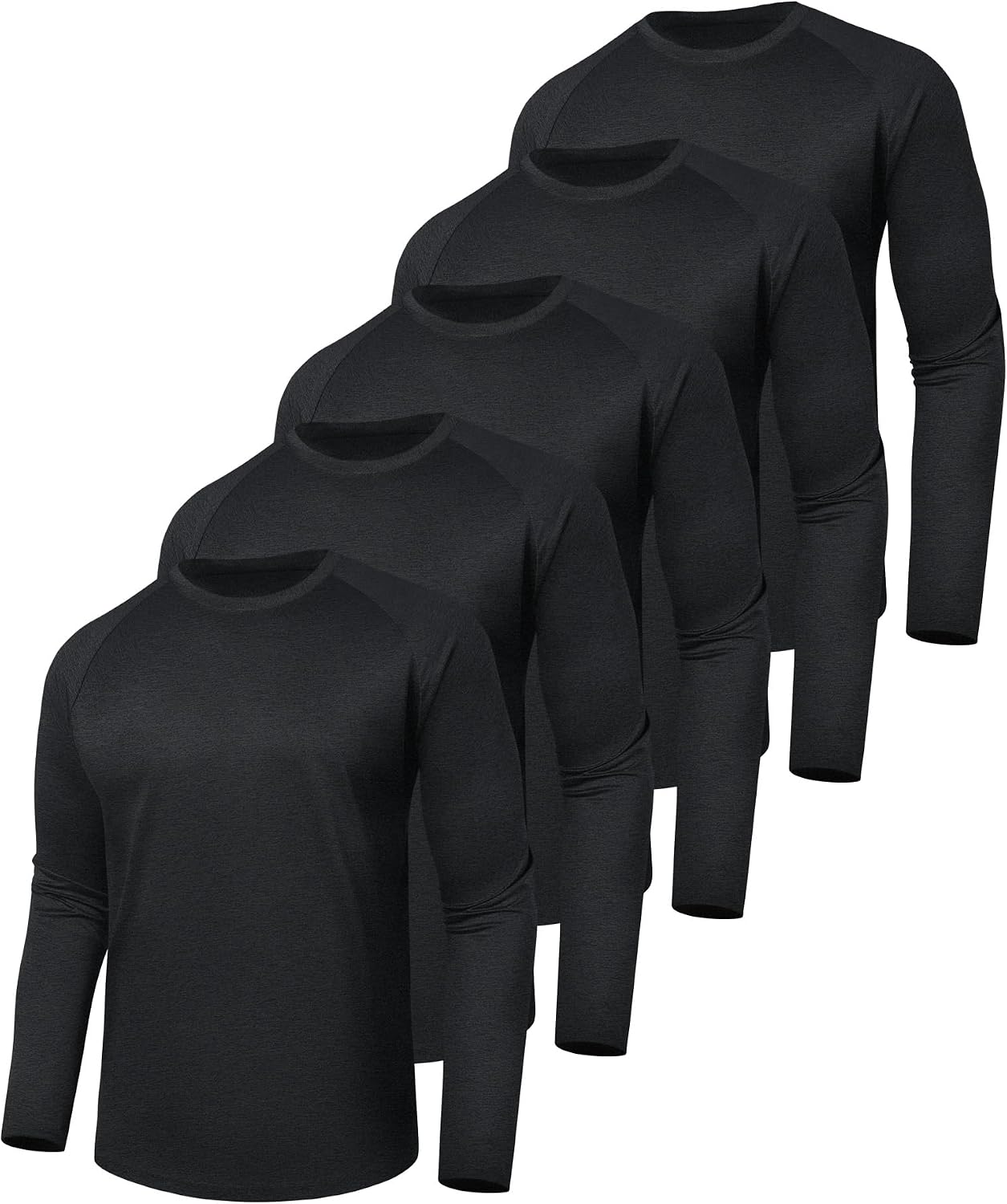3 Pack Long Sleeve Shirts for Men - Quick Dry Moisture Wicking UV Sun Protection T-Shirts for Fishing Workout Athletic Gym
