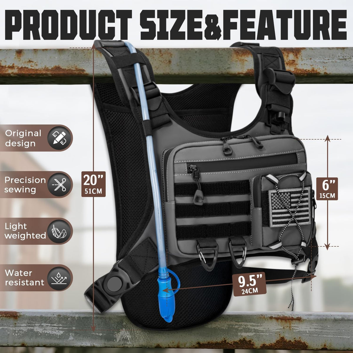 Hydration Vest with 2L Water Bladder for Men and Women,Lightweight Adjustable Hydration Backpack,Hiking Backpack with Water Bladder for Climbing Cycling Hiking