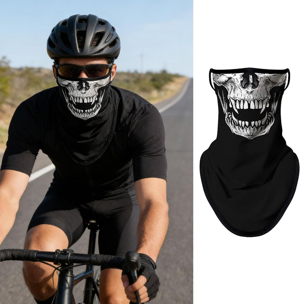 Non-Slip Ear Hanging Neck Gaiter, Multi-Use Windproof Face Neck Scarf, Skull Face Cover for Outdoor Sports 3PCS