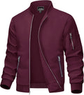 MAGCOMSEN Bomber Jacket Men Jackets Lightweight Windbreaker Jacket Zip Up Bomber Jacket Light Jackets Wine Red,2XL