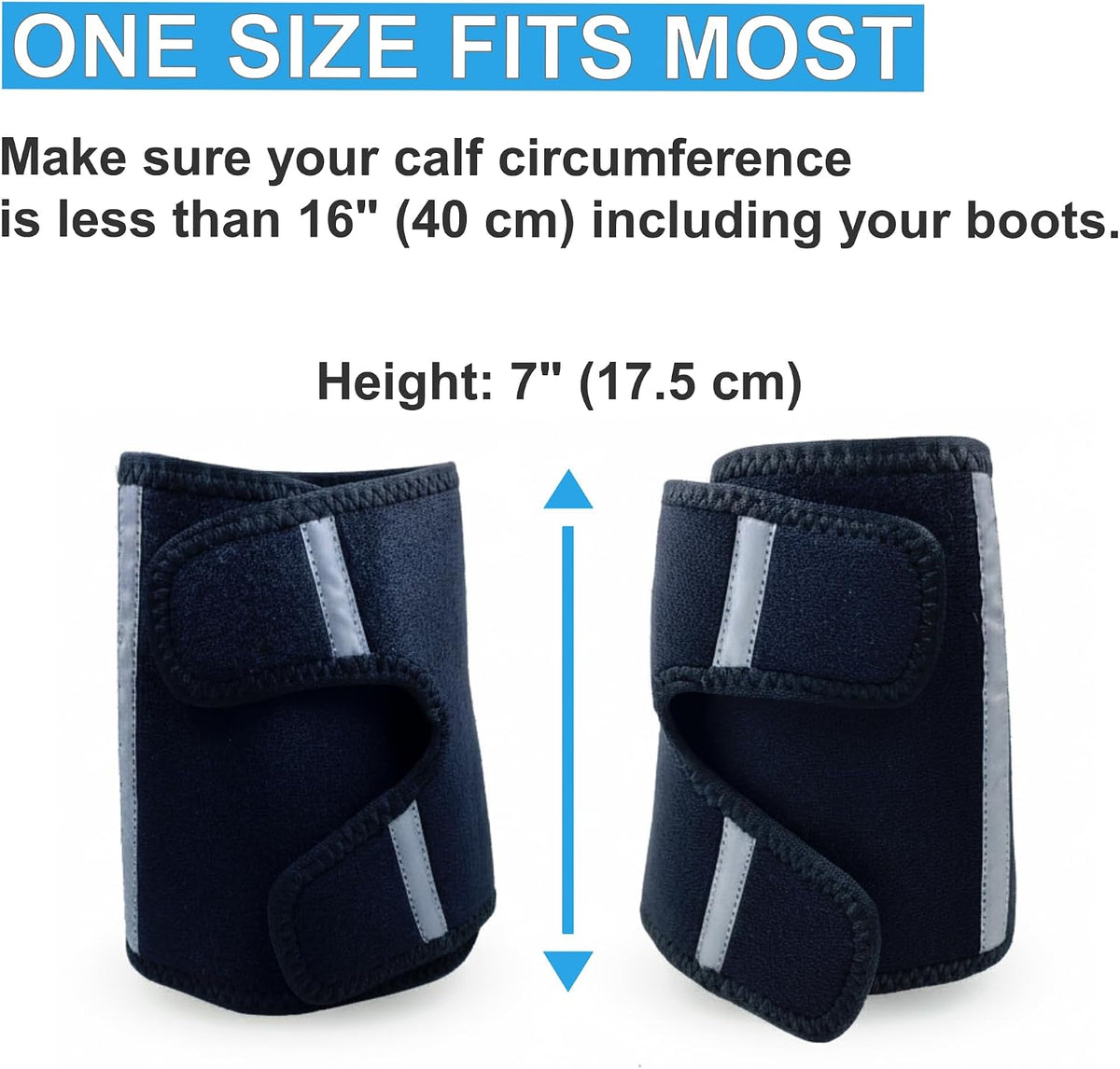 21C Neoprene Low Leg Gaiters for Hiking Trails, Yard Work - Keep Debris Out - Quick On/Off Design with Reflective Strips - Adjustable Hook-to-Fabric Fit - 1 Pair