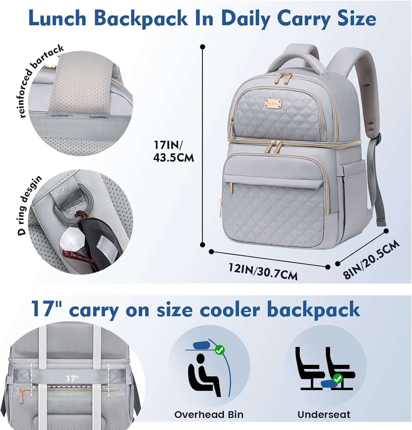 Backpack Cooler Lunch Box Backpack Double Decker Soft Cooler Bag