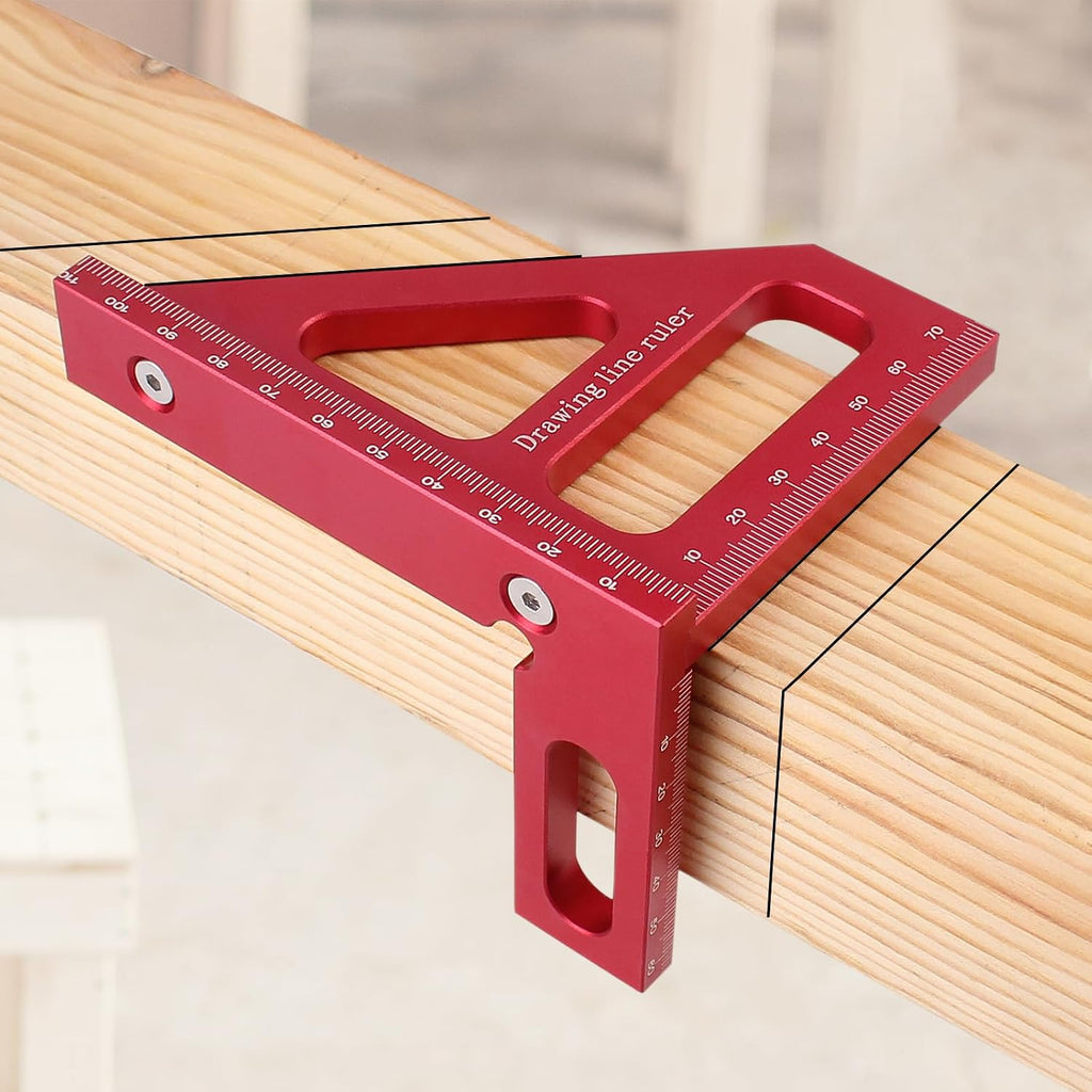 6" Imperial 3D Multi-Angle Measuring Ruler,45/90 Degree Aluminum Alloy Woodworking Square Protractor,Drawing Line,Miter Triangle Ruler High Precision Layout Measuring Tool for Woodworking