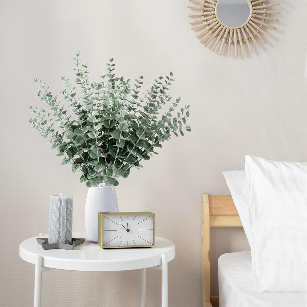 Sggvecsy 36pcs Eucalyptus Stems Decor Artificial Eucalyptus Leaves Faux Eucalyptus Stems Real Touch Fake Greenery Branches for Wedding Flower Bouquet Centerpiece Home Office Decoration